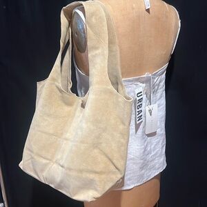 roost camel suede hobo bag-interior pocket/magnetic snap closure-NWT